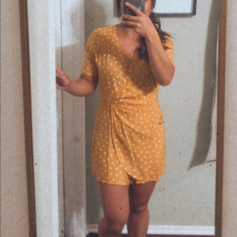Socialite Yellow Polka Dot Romper.